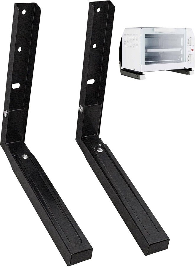 Krbnk Microwave Mount, Folding Shelf Brackets, Foldable, Retractable, Adjustable Microwave Oven Wall Mount, Suitable for Use in Home Kitchens, Saving Space - Black - Image 1